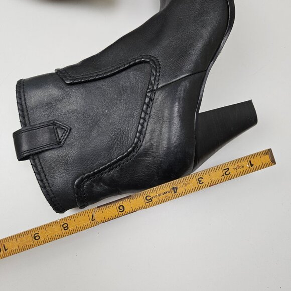 Karl Lagerfield Province Leather Trimmed Heeled Booties 8.5‎ Black Boot - Picture 11 of 11